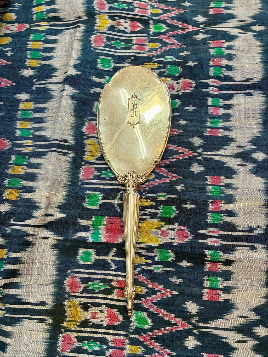 Antique Webster Sterling Silver Hand Mirror. Personalized “R” Monogram